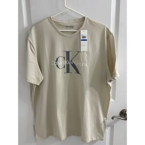 Calvin Klein Jeans Mens XL Bone White CK Logo Graphic T-Shirt New 40DC813 100